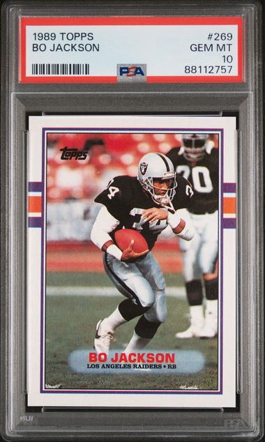 Graded 1989 Topps Bo Jackson #269 2nd Year Football Card PSA 10 Gem Mint