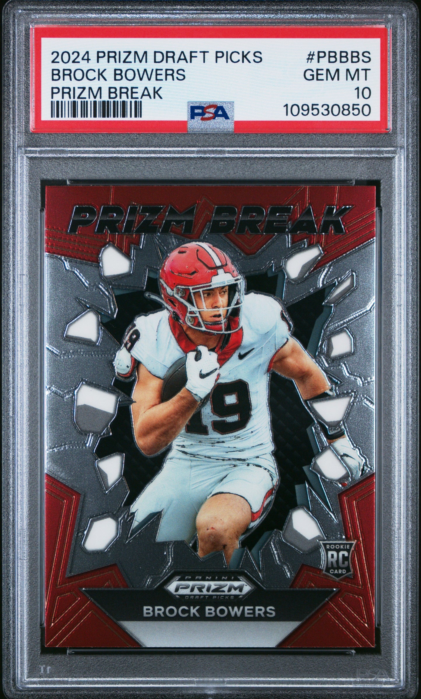 Graded 2024 Panini Prizm Draft Picks Brock Bowers #PBBBS Prizm Break Rookie RC Football Card PSA 10 Gem Mint