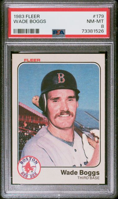 Graded 1983 Fleer Wade Boggs #179 Rookie RC Baseball Card PSA 8 NM-MT