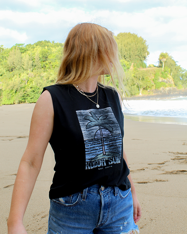 Koloa Boho Palm Crop Muscle Tank