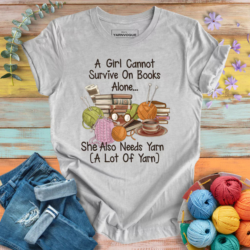 Books & Yarn Lover Girl T-shirt