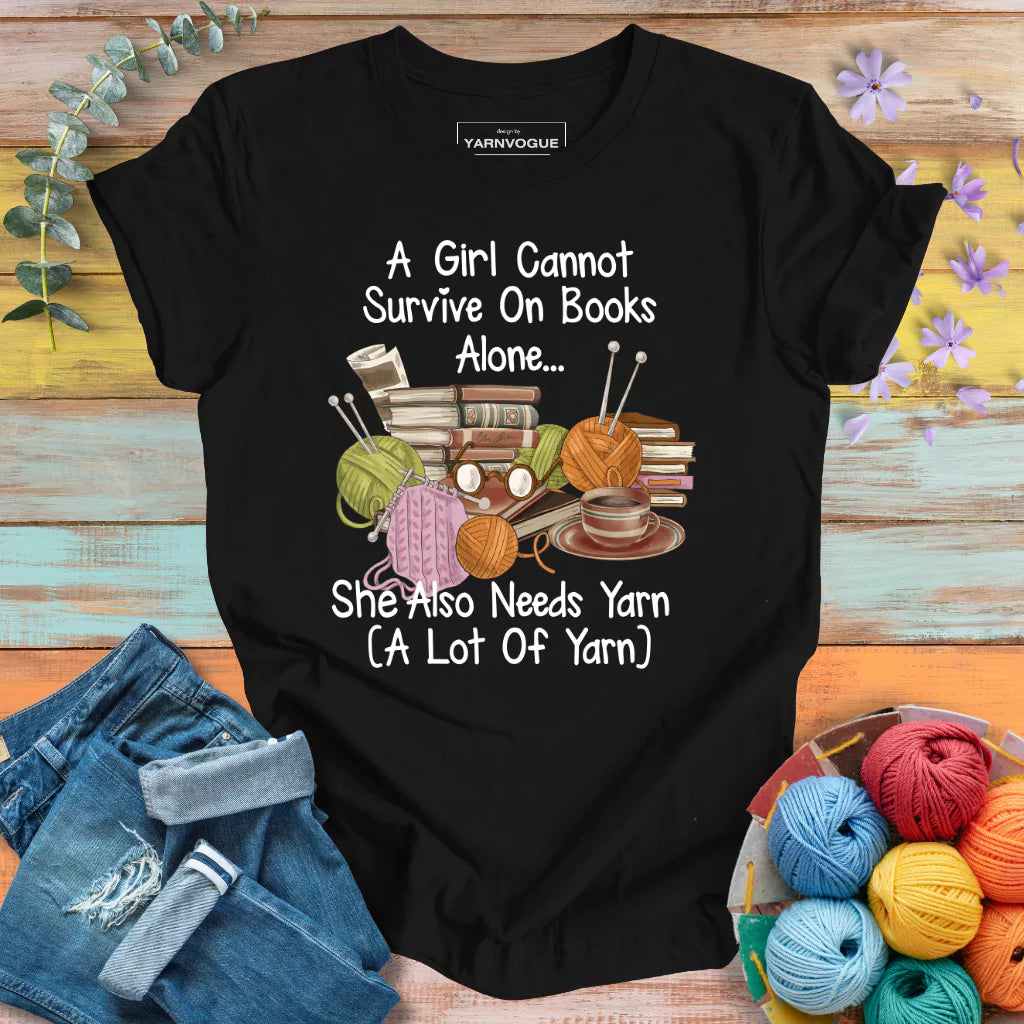 Books & Yarn Lover Girl T-shirt