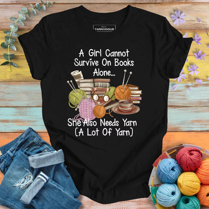 Books & Yarn Lover Girl T-shirt