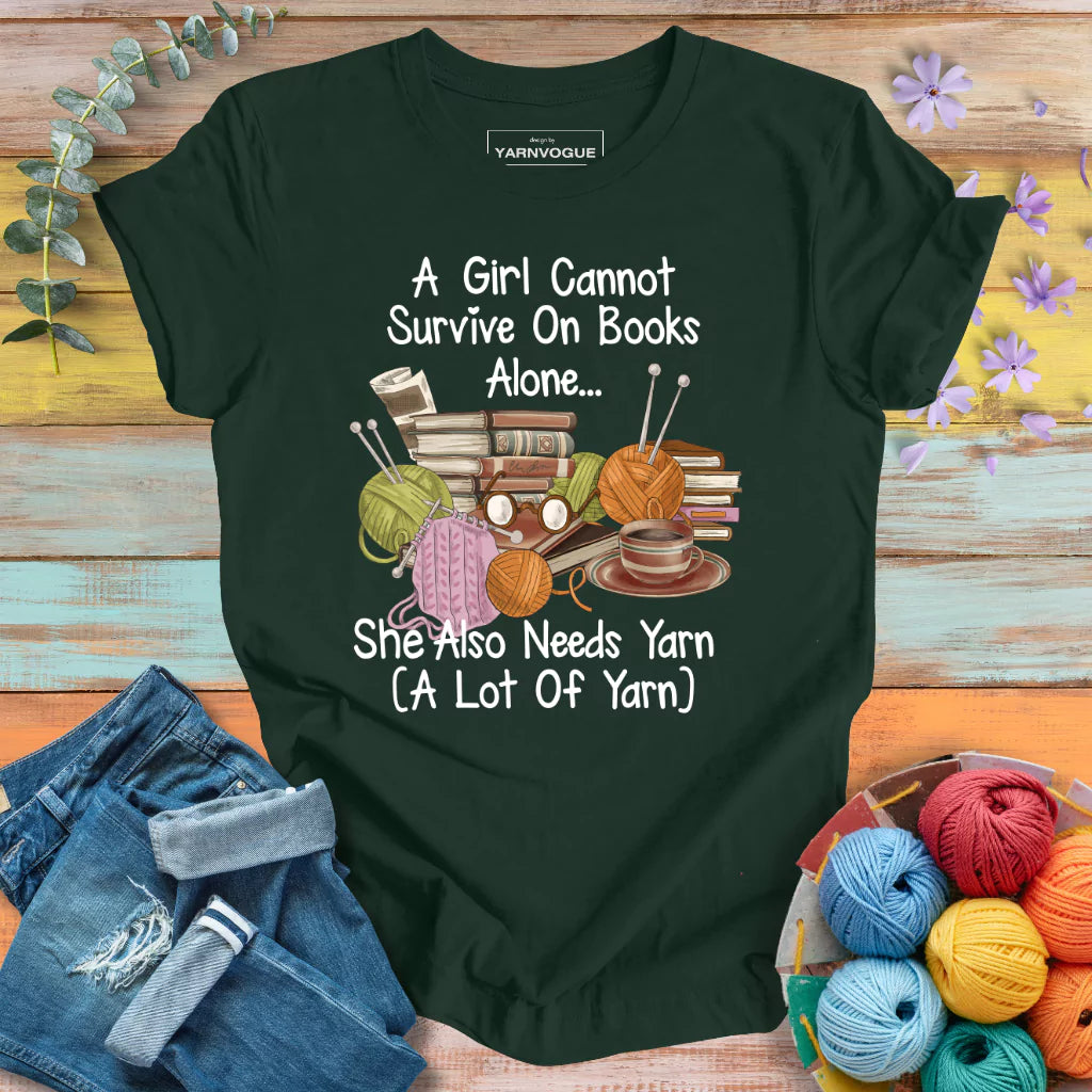 Books & Yarn Lover Girl T-shirt