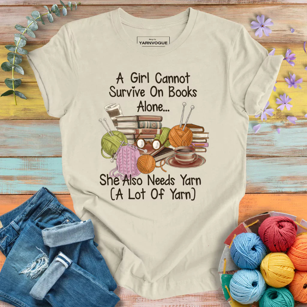 Books & Yarn Lover Girl T-shirt