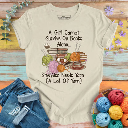 Books & Yarn Lover Girl T-shirt