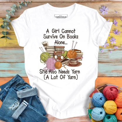 Books & Yarn Lover Girl T-shirt