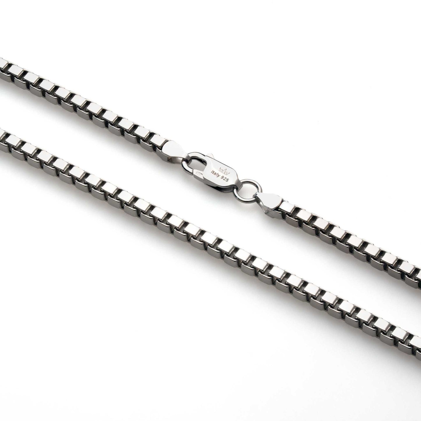 Box Chain 925 Sterling Silver – High Polish Rhodium Plated Necklace 1 - 3 mm