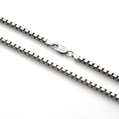 Box Chain 925 Sterling Silver – High Polish Rhodium Plated Necklace 1 - 3 mm