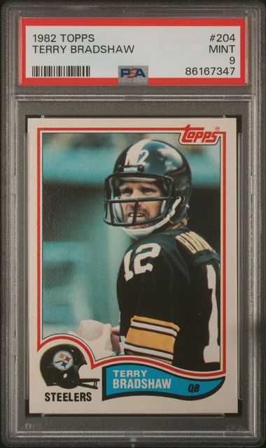 Graded 1982 Topps Terry Bradshaw #204 Football Card PSA 9 Mint