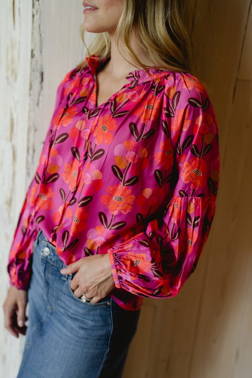 Nora Top - Pink Floral