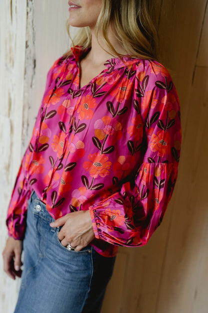 Nora Top - Pink Floral