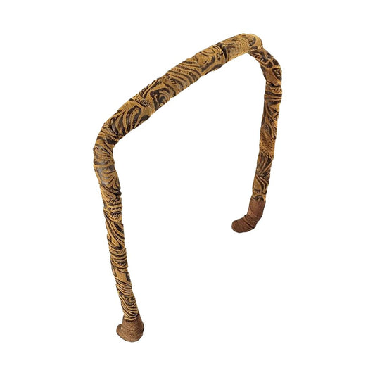 Brown Swirls Faux Leather Headband