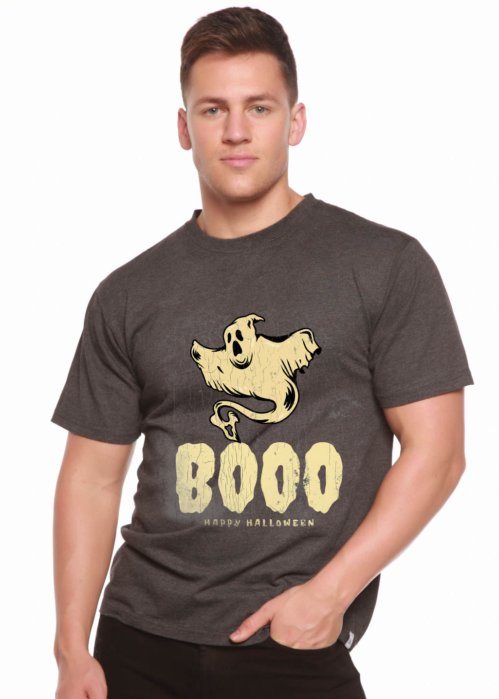 Happy Halloween Graphic Men's Bamboo Viscose/Organic Cotton Short Sleeve T-Shirt