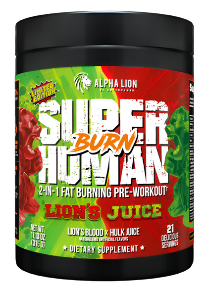 ALPHA LION Superhuman Burn 2-in-1 Pre Workout (21 Servings) Choose Flavor