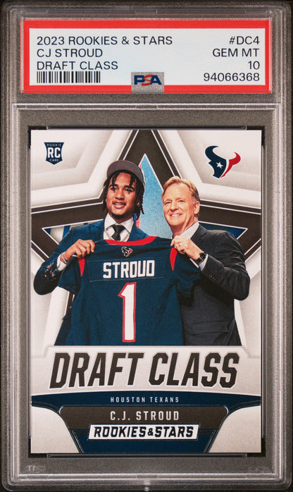 Graded 2023 Panini Rookies & Stars CJ Stroud #DC4 Draft Class Rookie RC Football Card PSA 10 Gem Mint