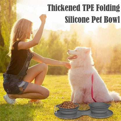 Rubber Foldable Pet Double Bowl