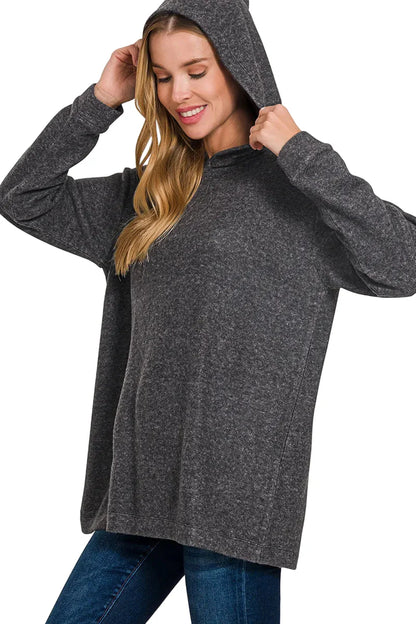 Hooded Brushed Mélange Hacci Sweater