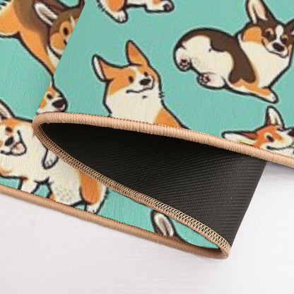Jolly Corgis in Green Bath Mat