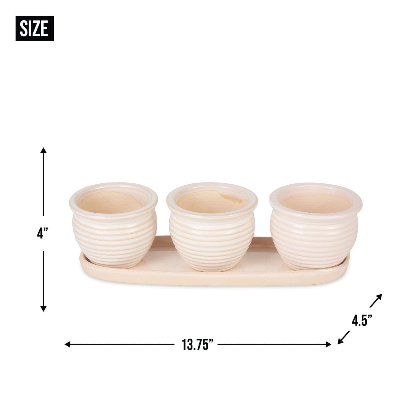 BROWN ROUND CERAMIC SMALL PLANTER SET OF 3