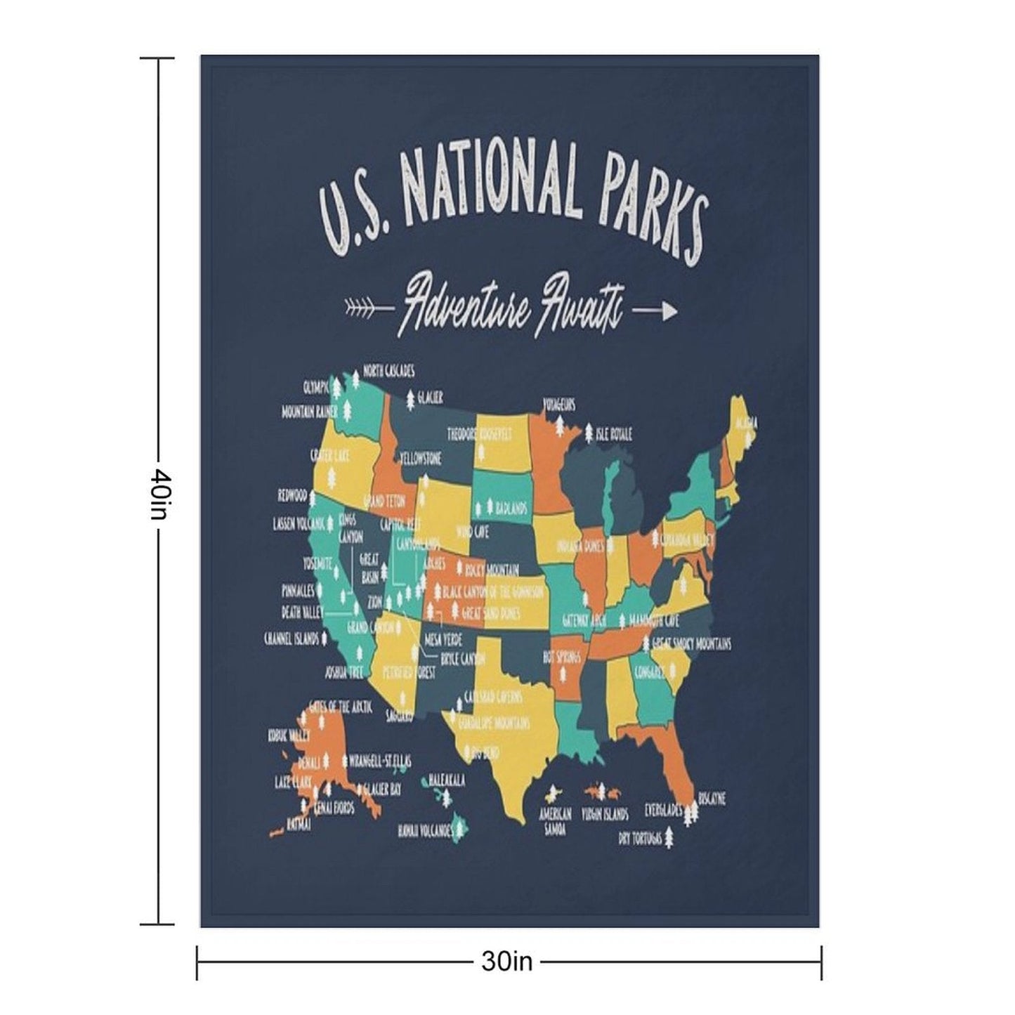 U.S National Parks Map - Adventure Awaits Throw Blanket