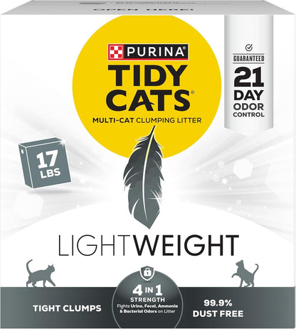 Say goodbye to messy litter boxes! 🐾✨ Check out Purina Multi Cat Low Dust Clumping Cat Litter - Lightweight & Powerful 4-in-1 Strength in a 17 lb box! Perfect for multi-cat households! 🐱❤️