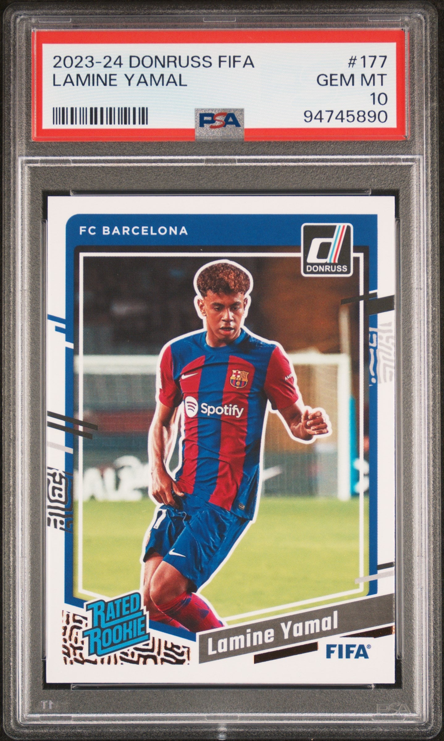 Graded 2023 Panini Donruss Lamine Yamal #177 Rookie RC Soccer Card PSA 10 Gem Mint