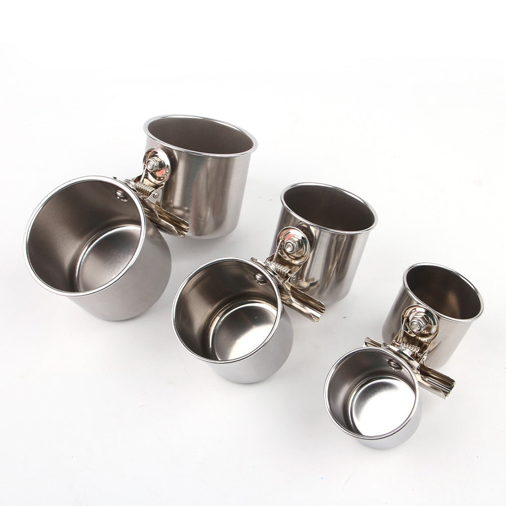 Dual Clamp-On Stainless Steel Elevated Feeding & Water Station