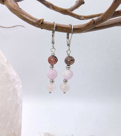I AM ENOUGH - Kunzite, Rose Quartz, Rhodonite Gem Jewelry Set