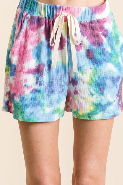 BiBi Tie Dye French Terry Casual Shorts