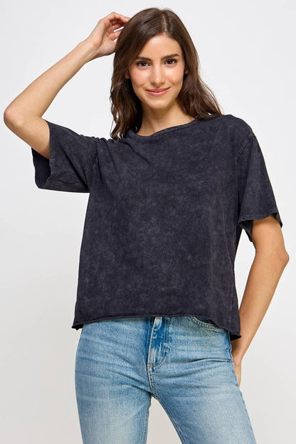 Mineral Washed Long Cropped T-Shirt
