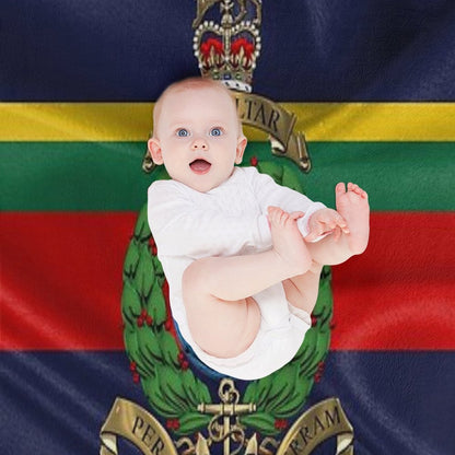 Royal Marines - RM Badge over Royal Marine Flag Throw Blanket