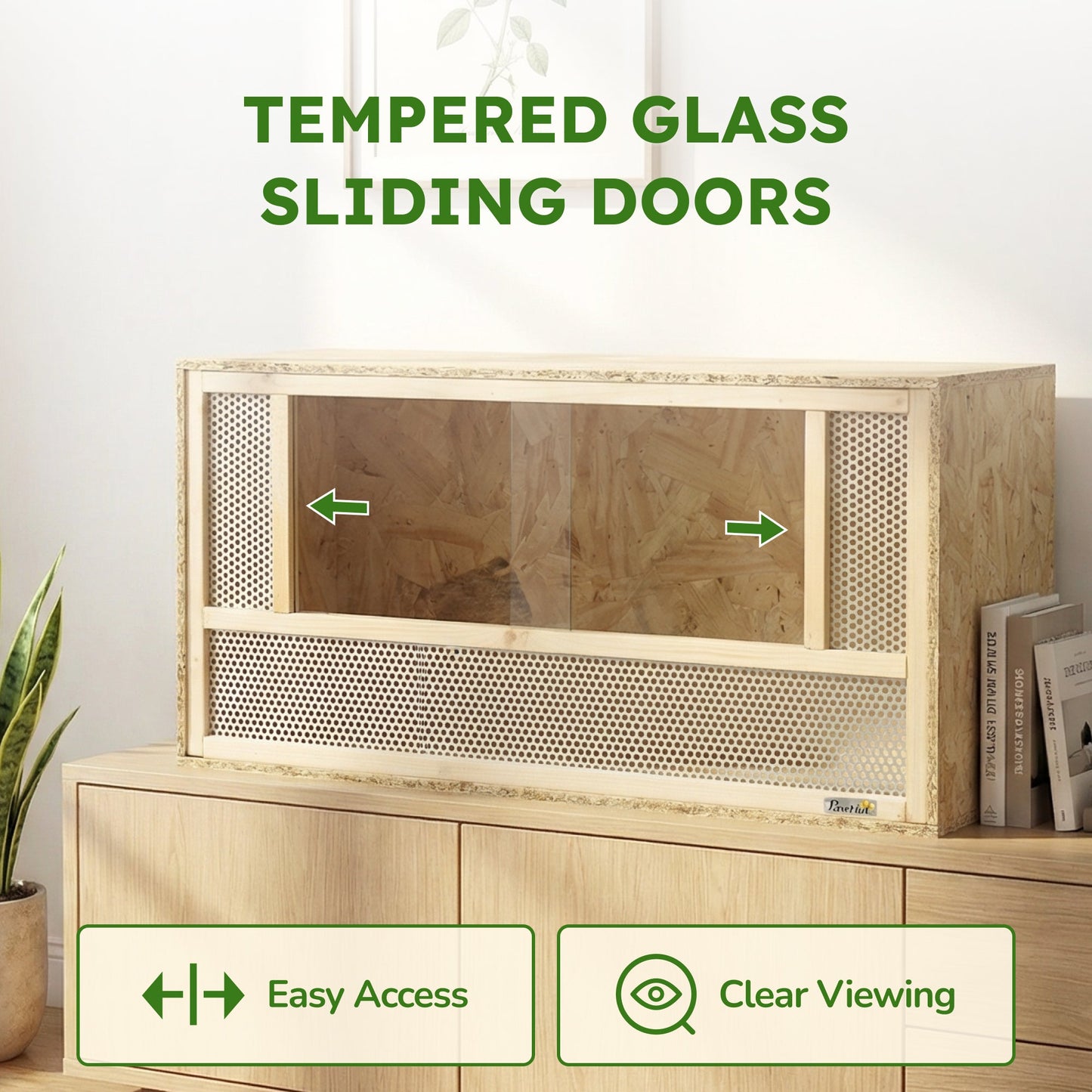 33.6 Gallon Wooden OSB Reptile Enclosure with Sliding Glass Doors