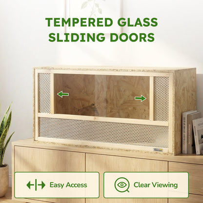 33.6 Gallon Wooden OSB Reptile Enclosure with Sliding Glass Doors