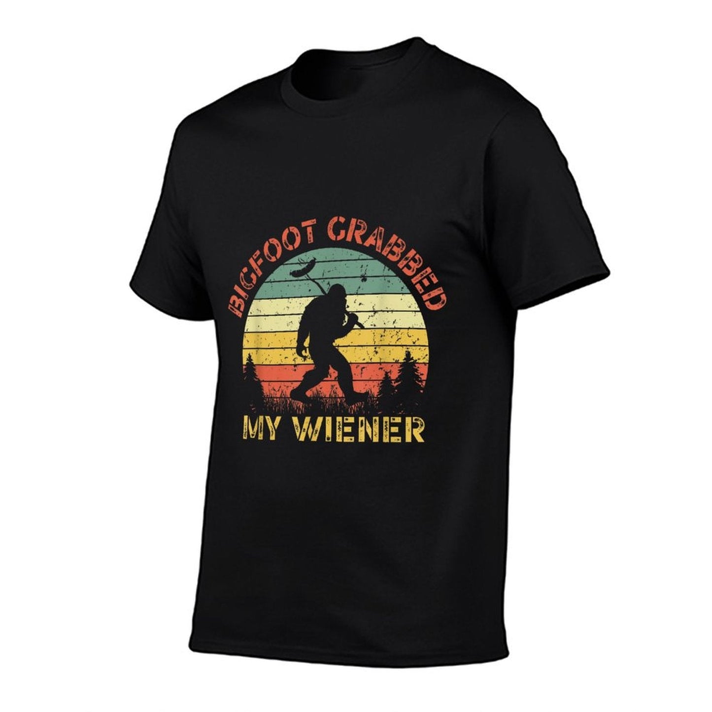 Funny Retro Bigfoot, Bigfoot Grabbed My Wiener Design T-Shirt