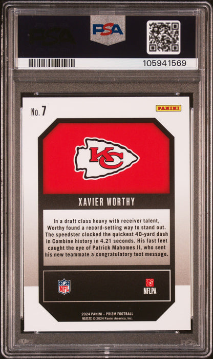 Graded 2024 Panini Prizm Xavier Worthy #7 Emergent Rookie RC Football Card PSA 10 Gem Mint