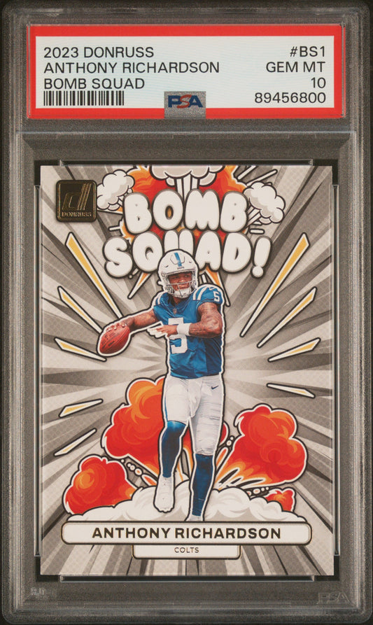Graded 2023 Panini Donruss Anthony Richardson #BS1 Bomb Squad Rookie RC Football Card PSA 10 Gem Mint