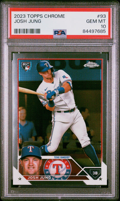 Graded 2023 Topps Chrome Josh Jung #93 Rookie RC Baseball Card PSA 10 Gem Mint