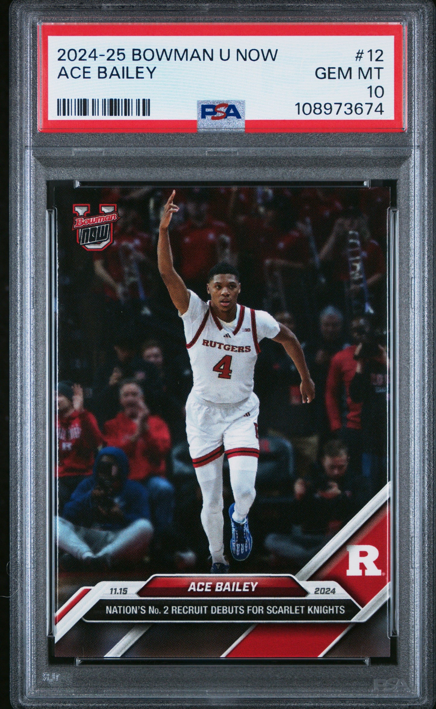 Graded 2024 Topps Bowman U Now Ace Bailey #12 Rookie RC Basketball Card PSA 10 Gem Mint