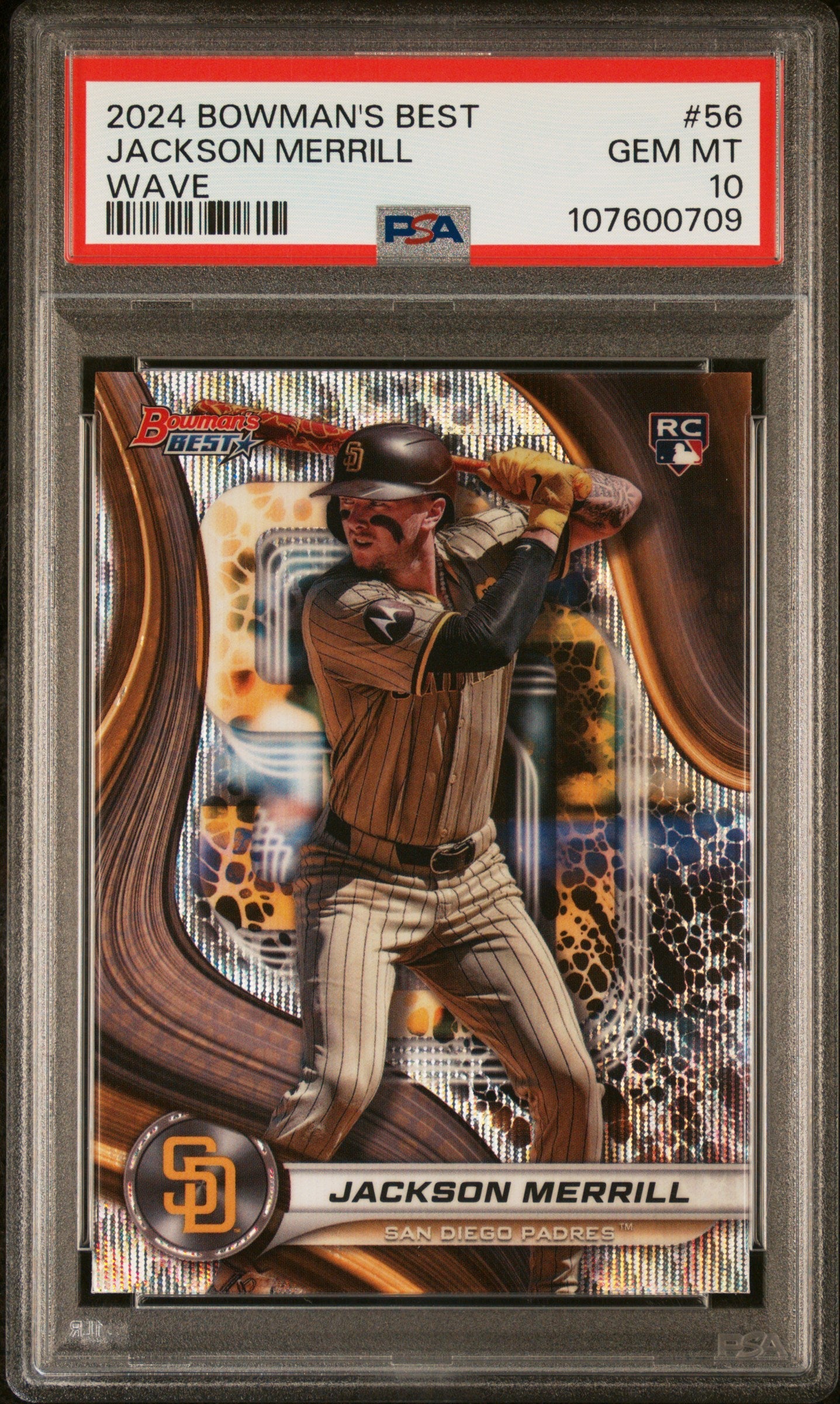 Graded 2024 Topps Bowmans Best Jackson Merrill #56 Wave Rookie RC Baseball Card PSA 10 Gem Mint