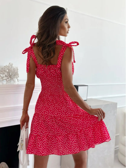Polka Dot Square Neck Mini Cami Dress