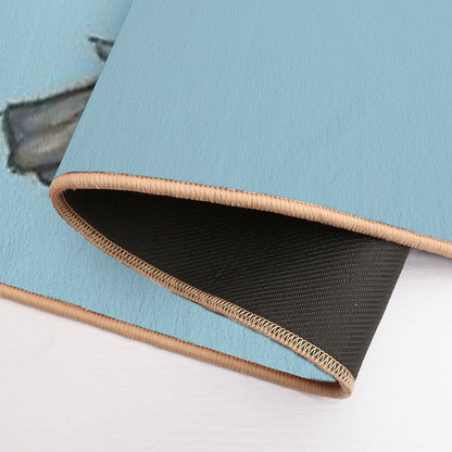 Girl's Night - Pigeon Pentagram (Stickers  Transparent on Clothing  Blue Background) Bath Mat