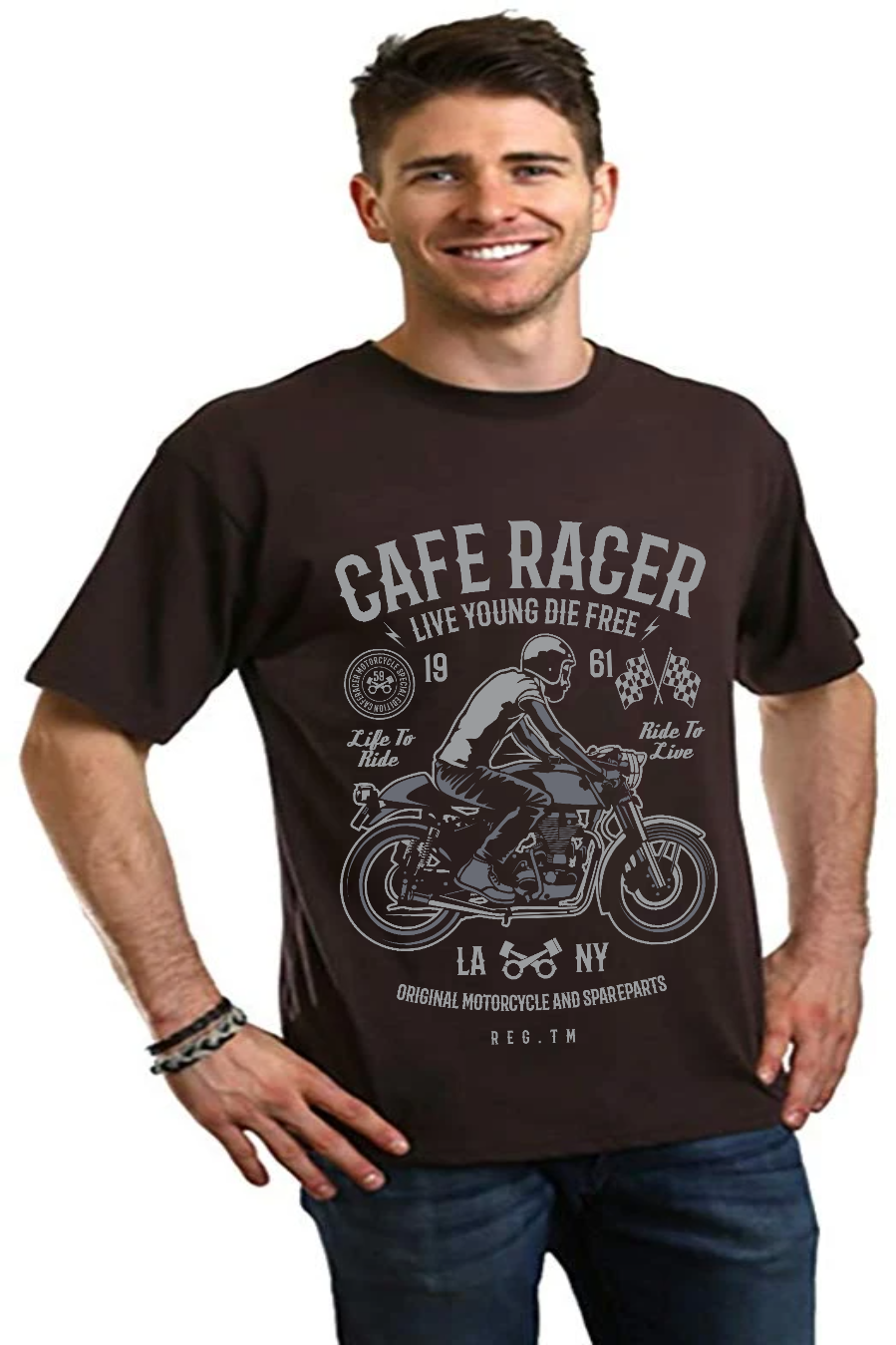 Cafe Racer Men's Bamboo Viscose/Organic Cotton Short Sleeve Graphic T-Shirt