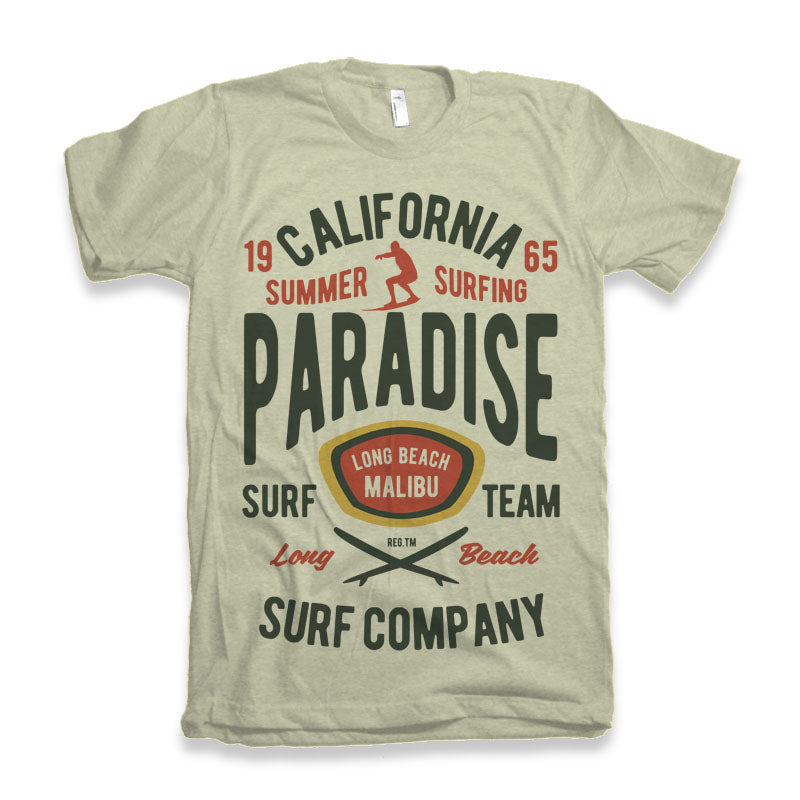 California Summer Surfing Men's Bamboo Viscose/Organic Cotton Short Sleeve Graphic T-Shirt