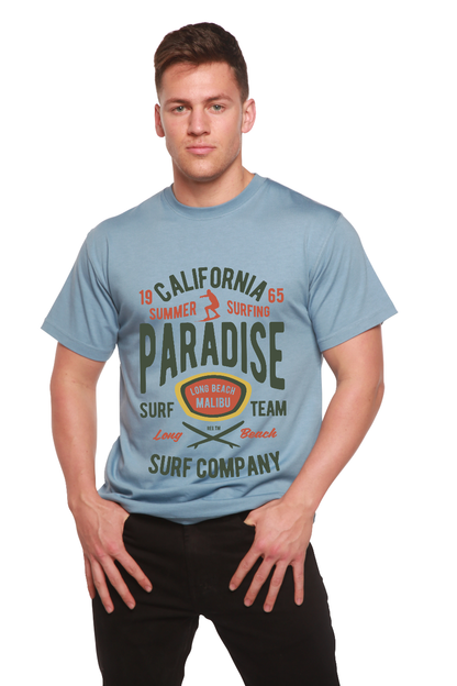 California Summer Surfing Men's Bamboo Viscose/Organic Cotton Short Sleeve Graphic T-Shirt