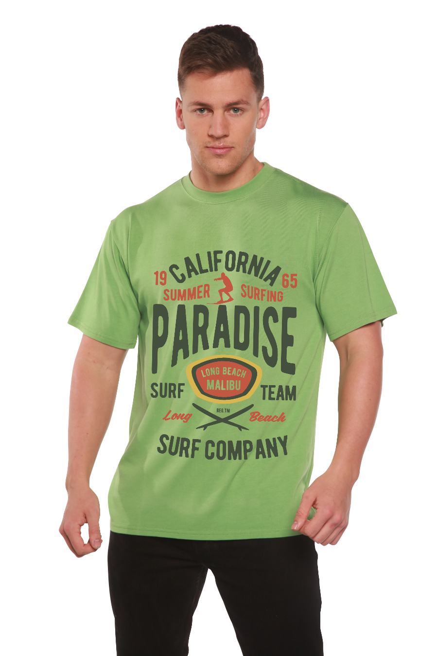 California Summer Surfing Men's Bamboo Viscose/Organic Cotton Short Sleeve Graphic T-Shirt