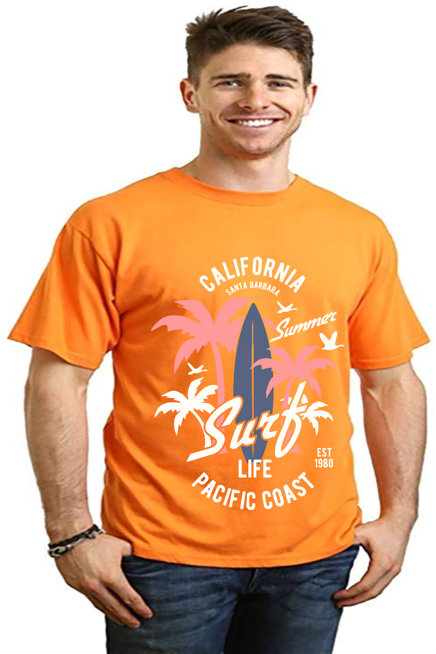 California Surf Men's Bamboo Viscose/Organic Cotton Short Sleeve Graphic T-Shirt