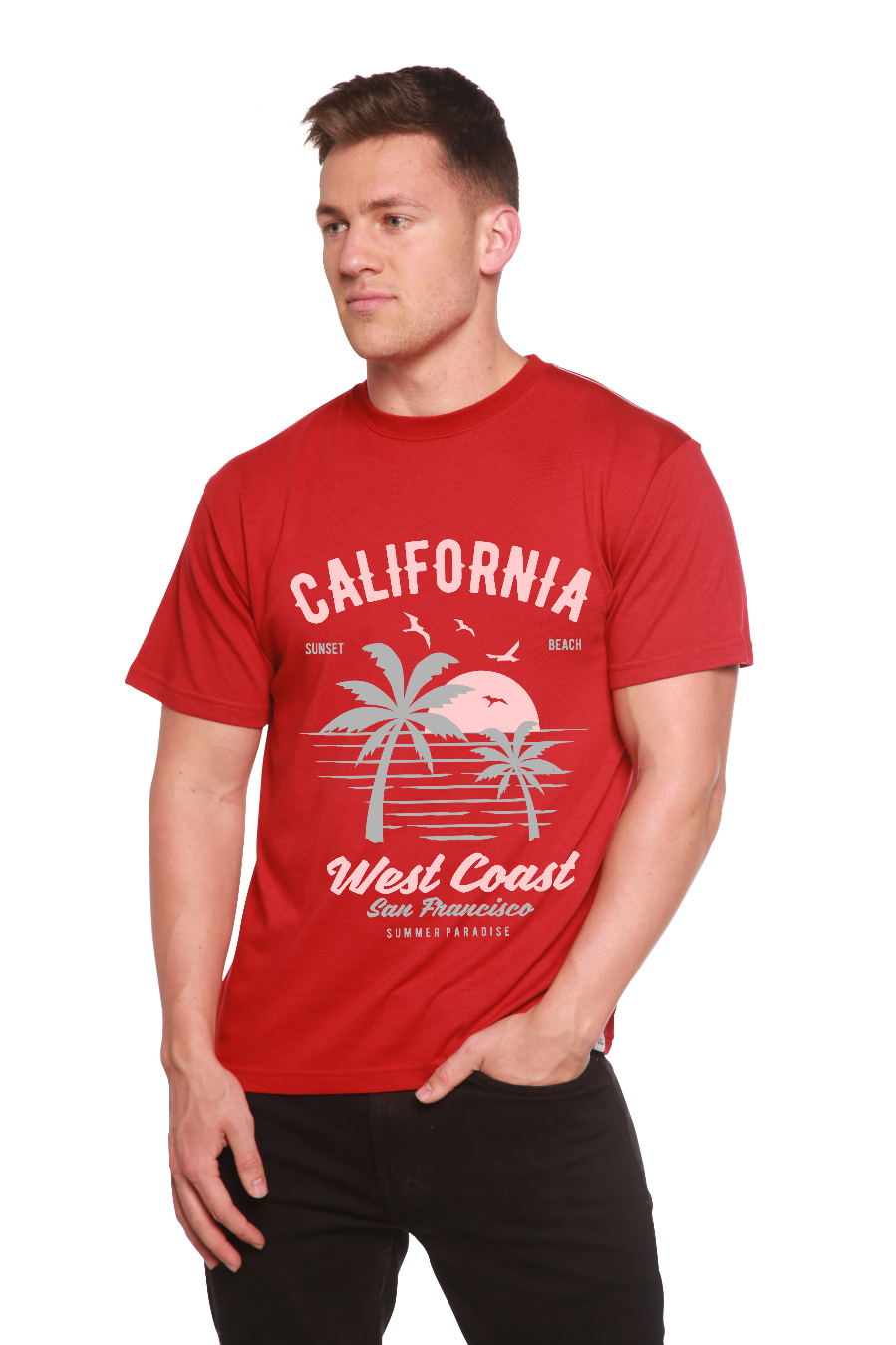 California West Coast Men's Bamboo Viscose/Organic Cotton Short Sleeve Graphic T-Shirt