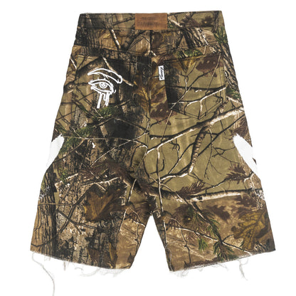 CAMO “GRAFFITI BLITZ” LONG STRAIGHT DENIM SHORTS