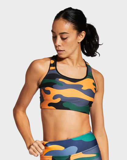 Camo QT Orange Sports Bra